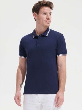 Express Men Tipped Johnny Collar Luxe Pique Polo
